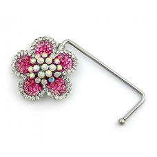 Bag Hanger - 12 PCS  - Rhinestone Flower - Fuchsia - BH-GB1292FU